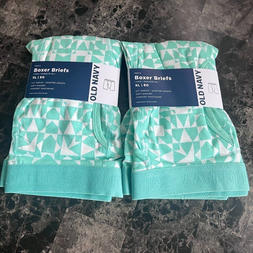 2 Sets Old Navy Men's Boxer-Briefs Green Soft Cotton Built-In Flex Printed XL